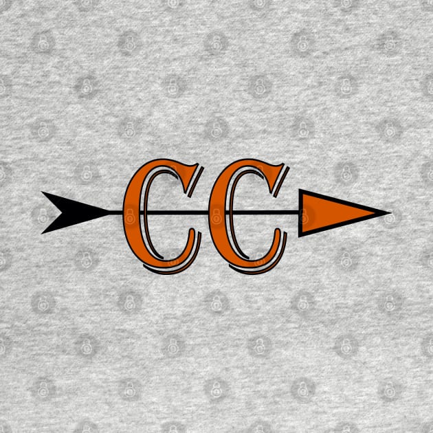 Cross Country team logo CC with an arrow in black and orange by Woodys Designs